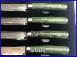 HexClad Steak Knife Set, 4-Pieces Damascus Stainless Steel Blades, Full Tang